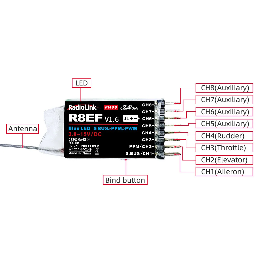 Radiolink R8EF Receiver 2.4G 8 - Receiver Sbus 8Ch 评论和价格